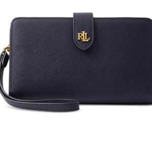 Beautiful NEW Ralph Lauren cross Hatch wristlet leather wristlet Navy MSRP$200